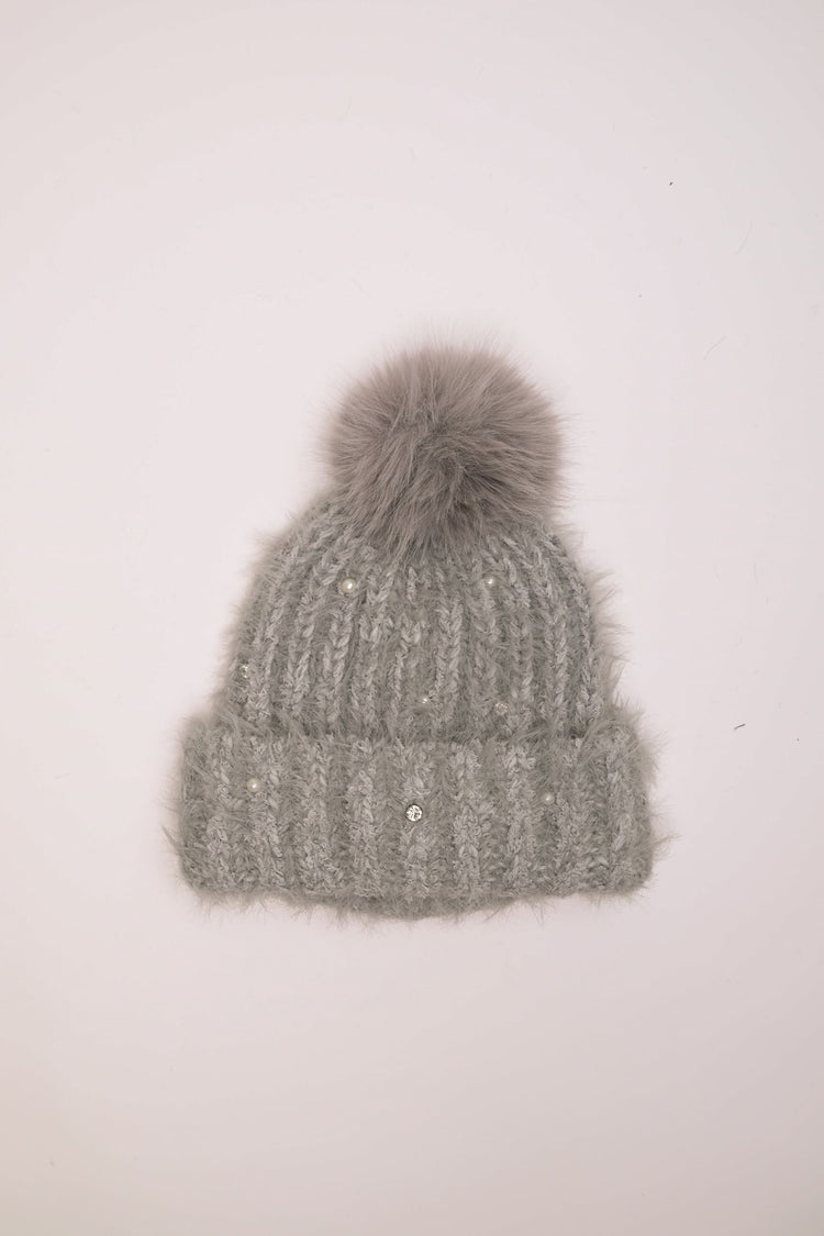 Rhinestone pompon hat
