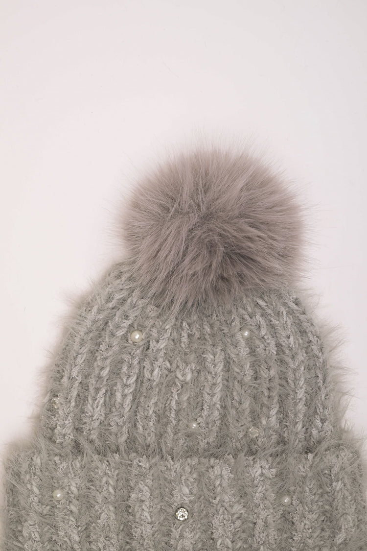 Rhinestone pompon hat