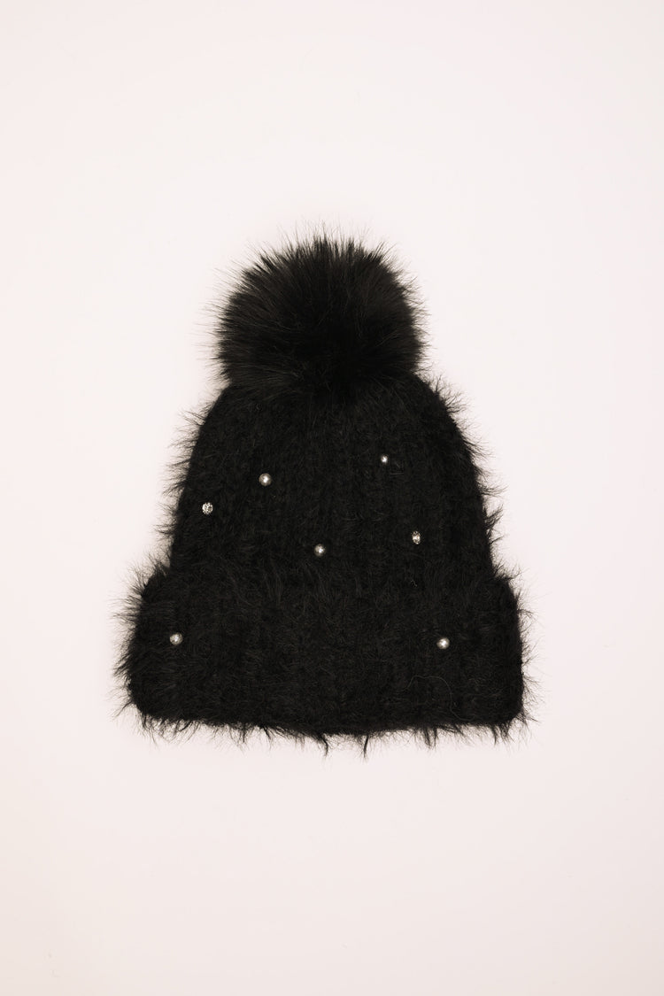 Rhinestone pompon hat