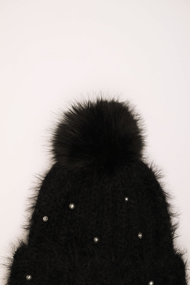 Rhinestone pompon hat