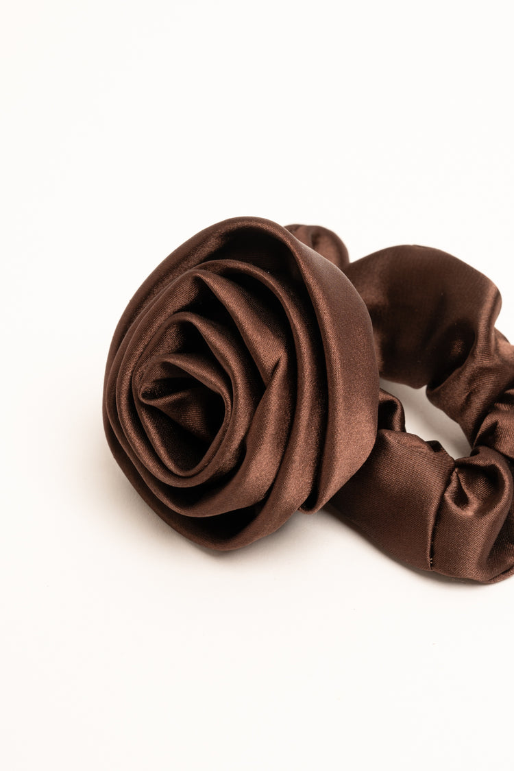 Chocolate 3D rose scrunchie