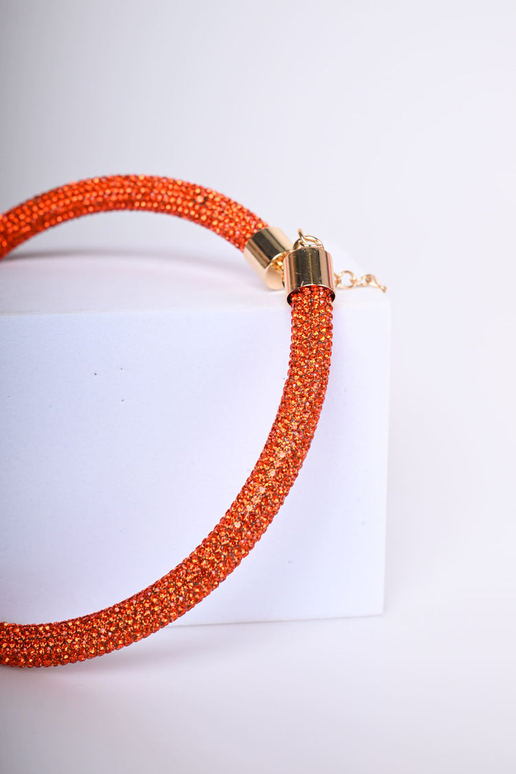 Rhinestones rigid necklace