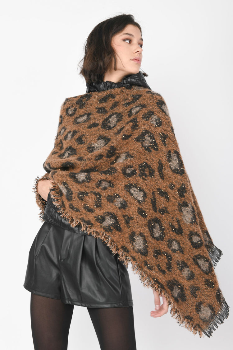 Sequined animalier poncho