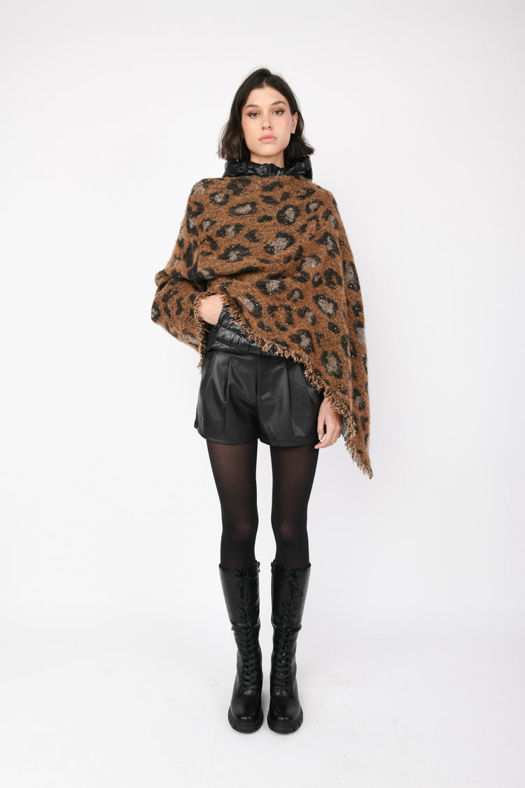 Sequined animalier poncho