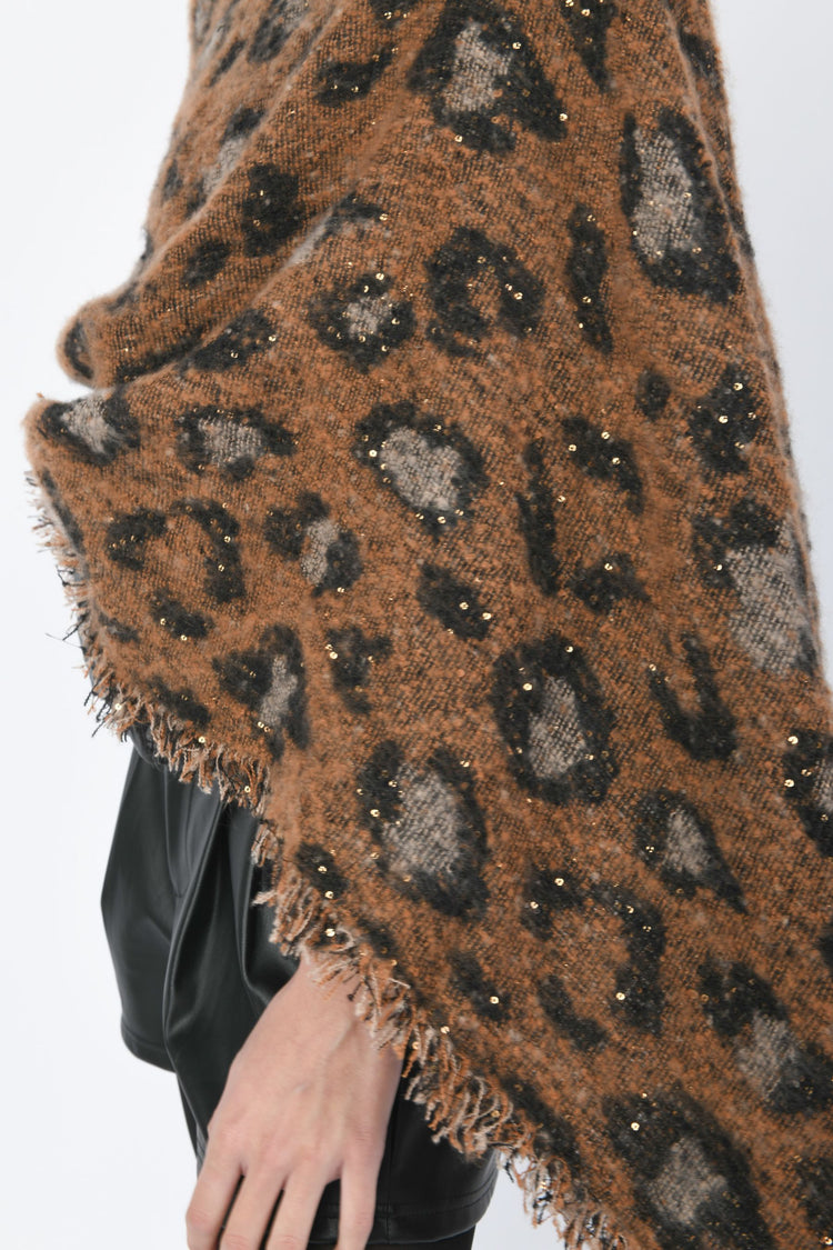 Sequined animalier poncho