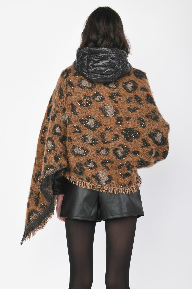 Sequined animalier poncho