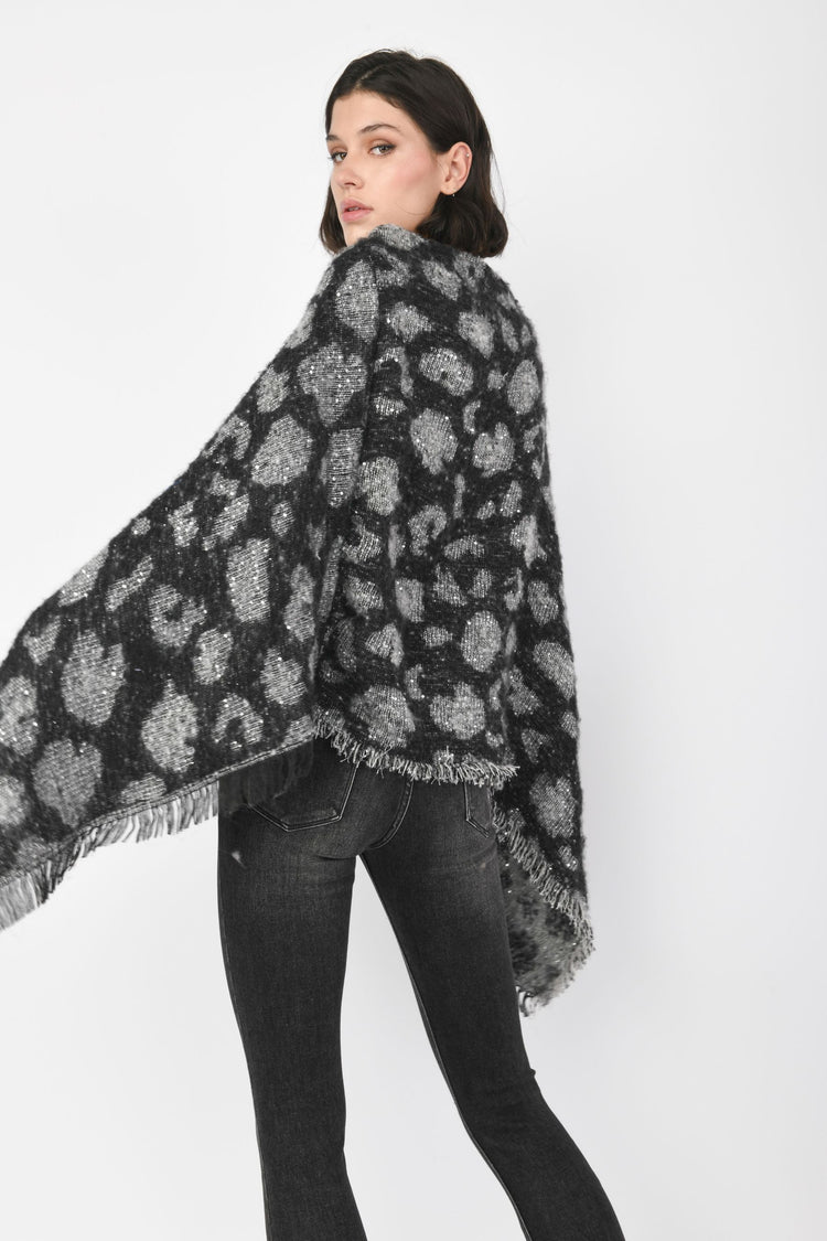 Sequined animalier poncho