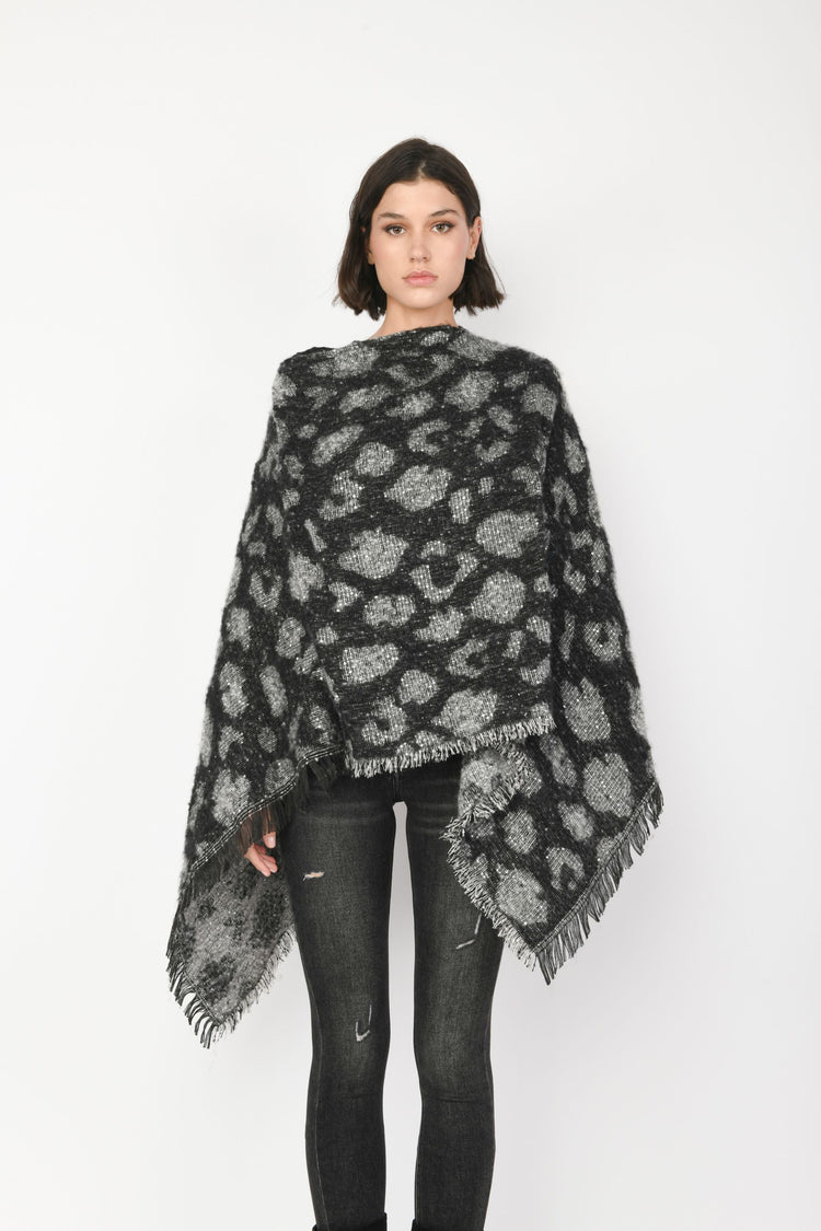 Sequined animalier poncho