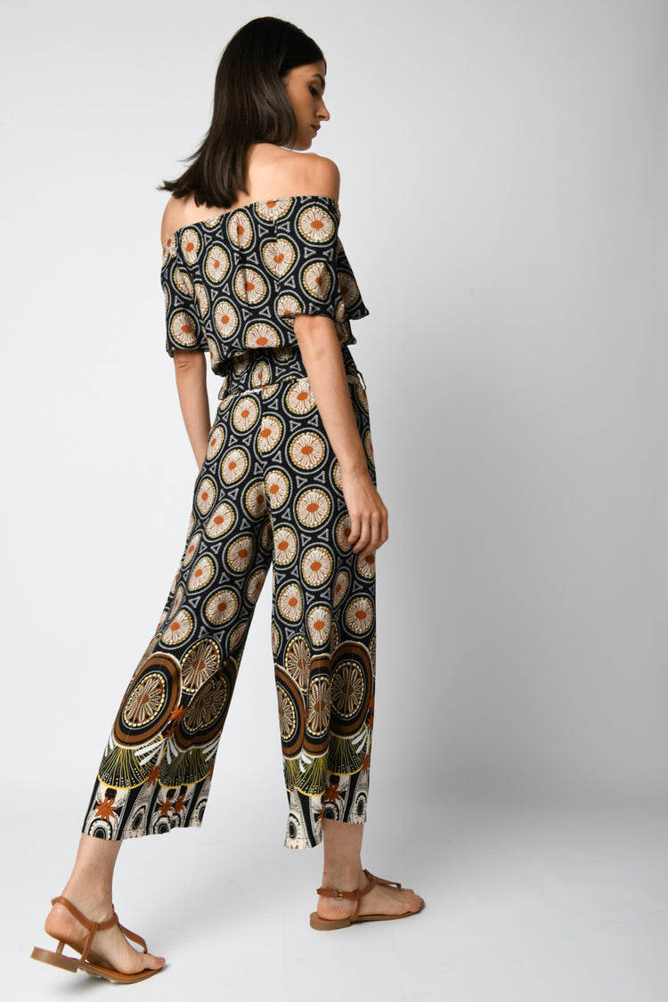 Ethnic print viscose trousers