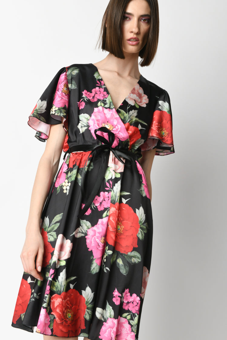 Floral print wrap dress
