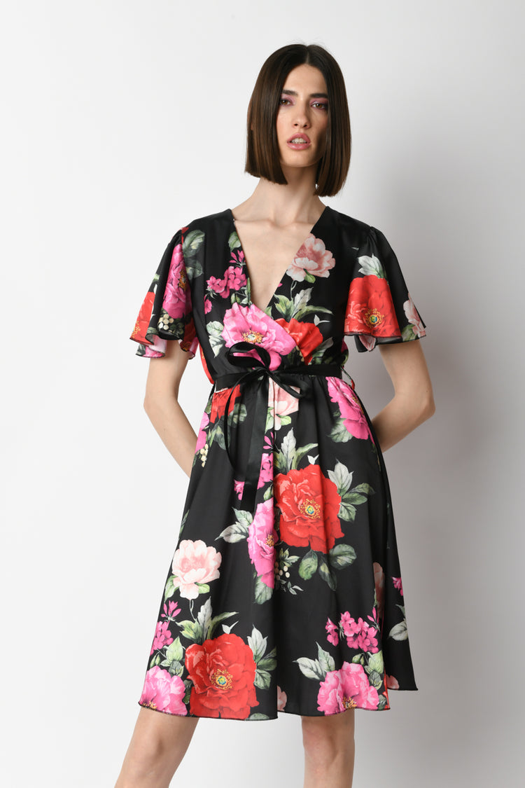 Floral print wrap dress