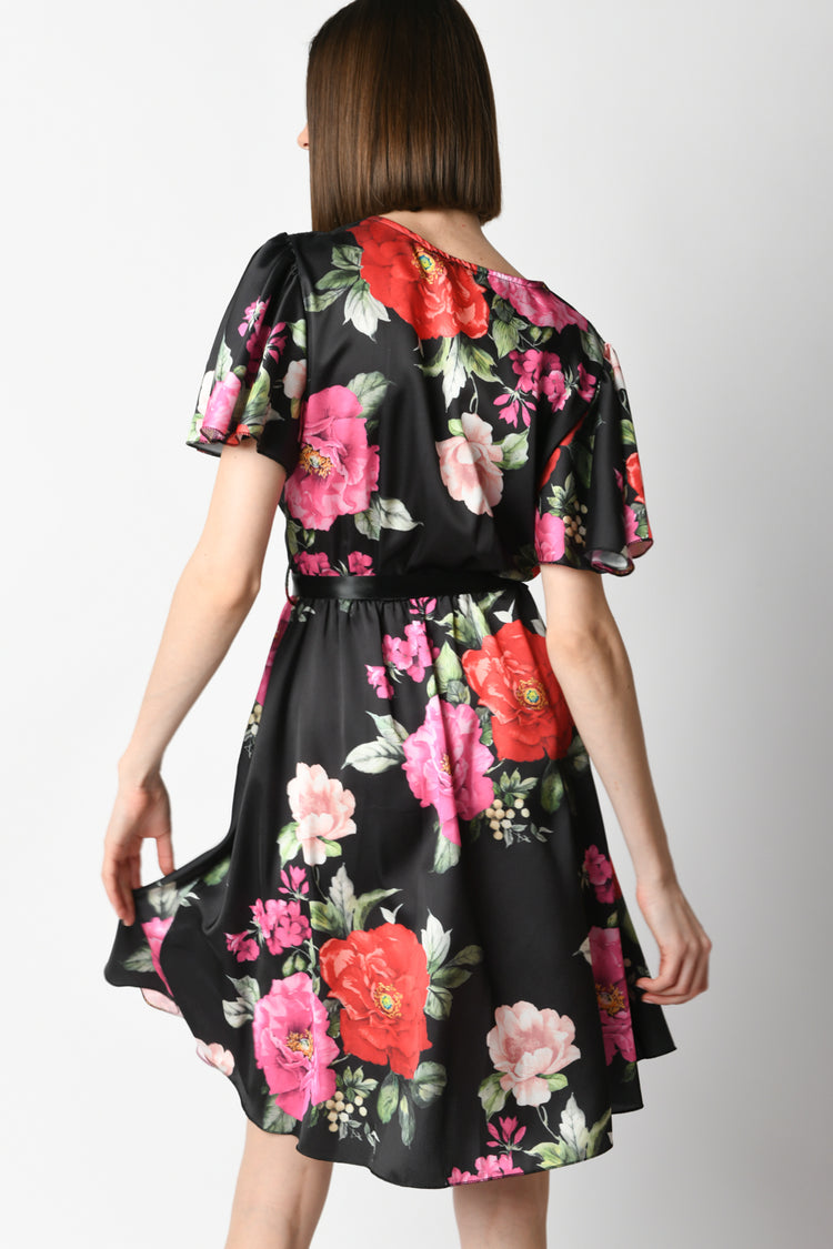 Floral print wrap dress