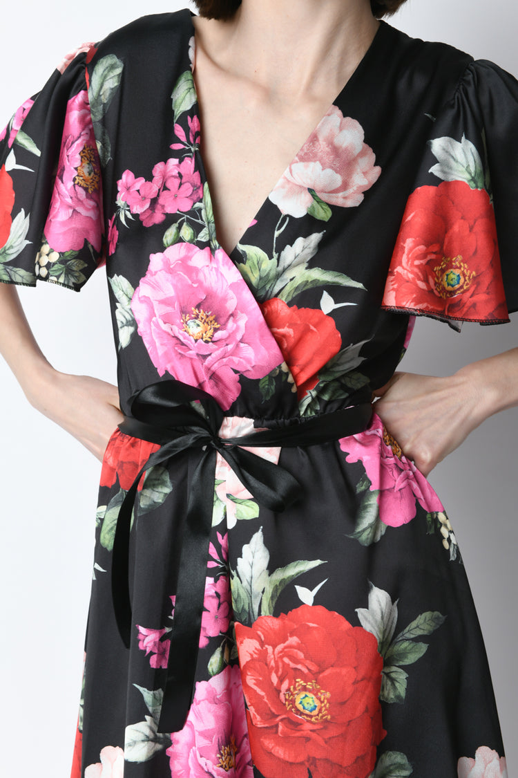 Floral print wrap dress