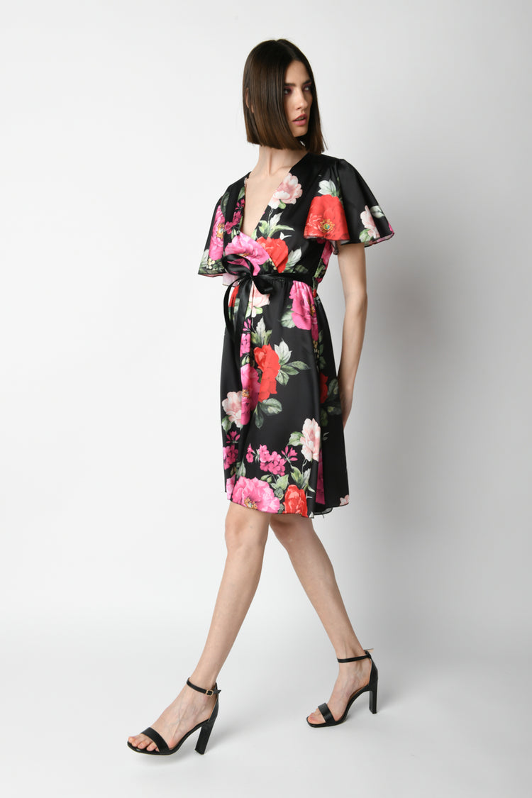 Floral print wrap dress