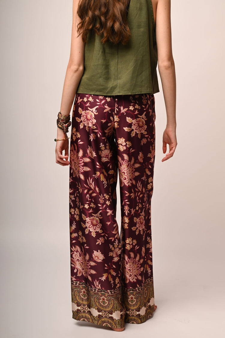 Ethnic print wide leg trousers
