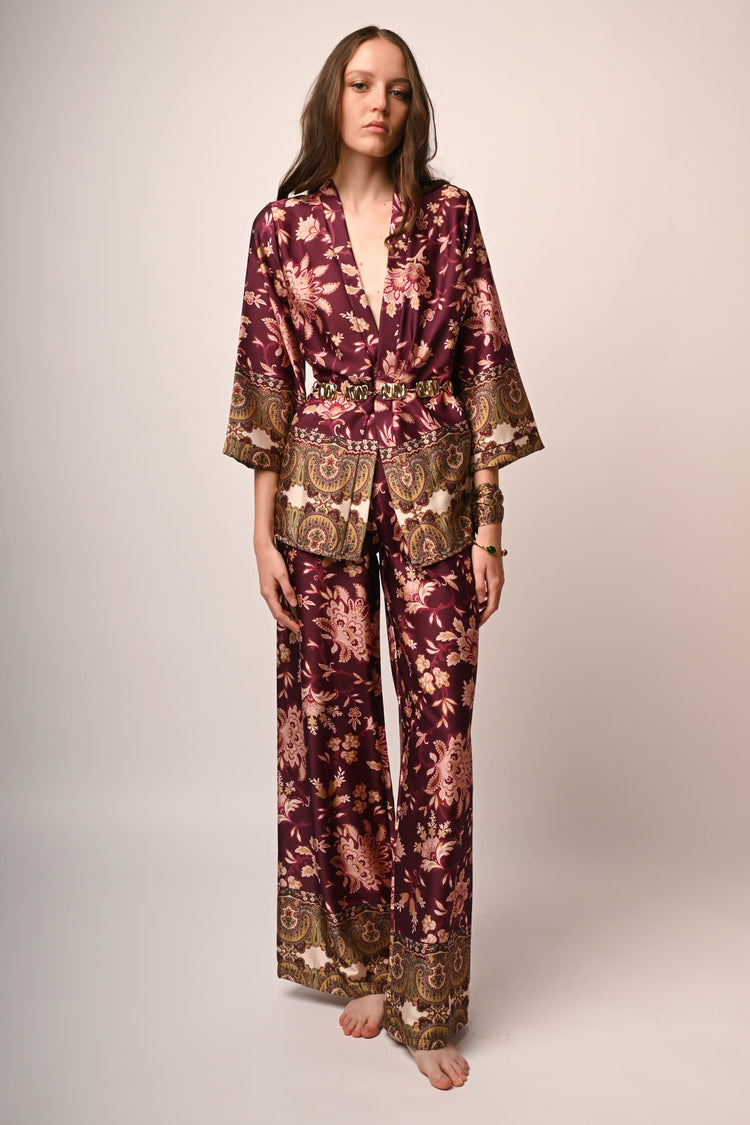 Ethnic print wide leg trousers