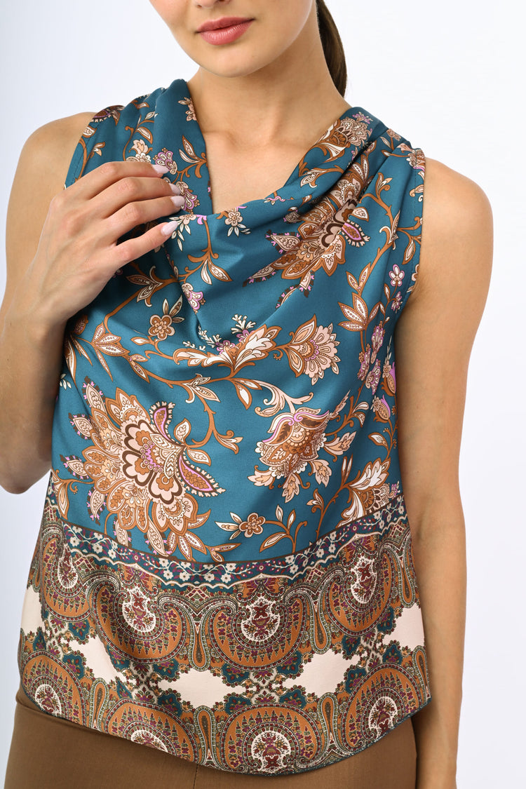Ethnic print satin top