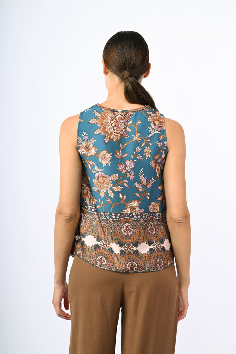 Ethnic print satin top