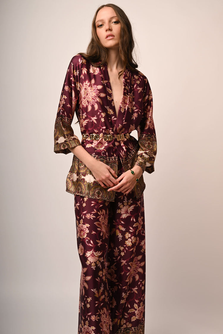 Ethnic print kimono jacket