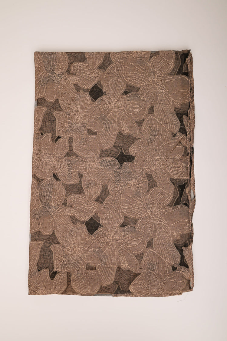 Chocolate floral dévoré fabric stole