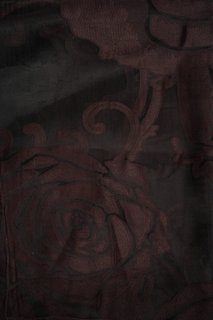 Dark brown rose motif devoré stole