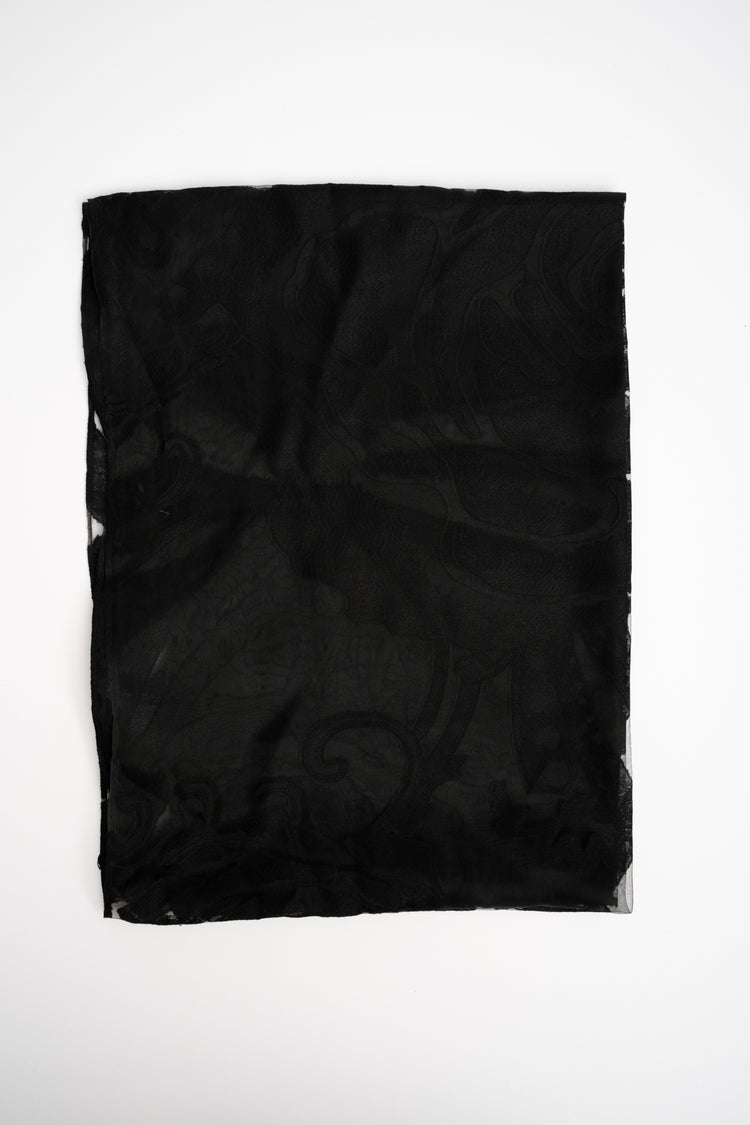 Black rose motif devoré stole