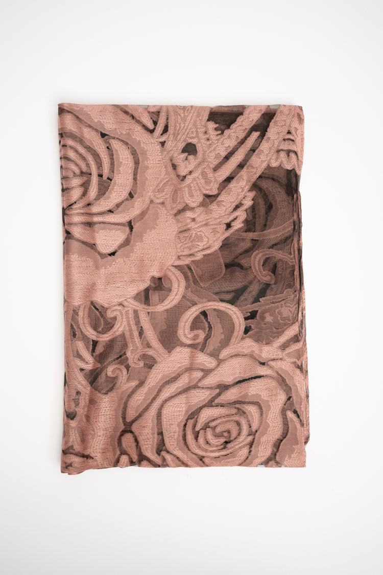 Pink rose motif devoré stole