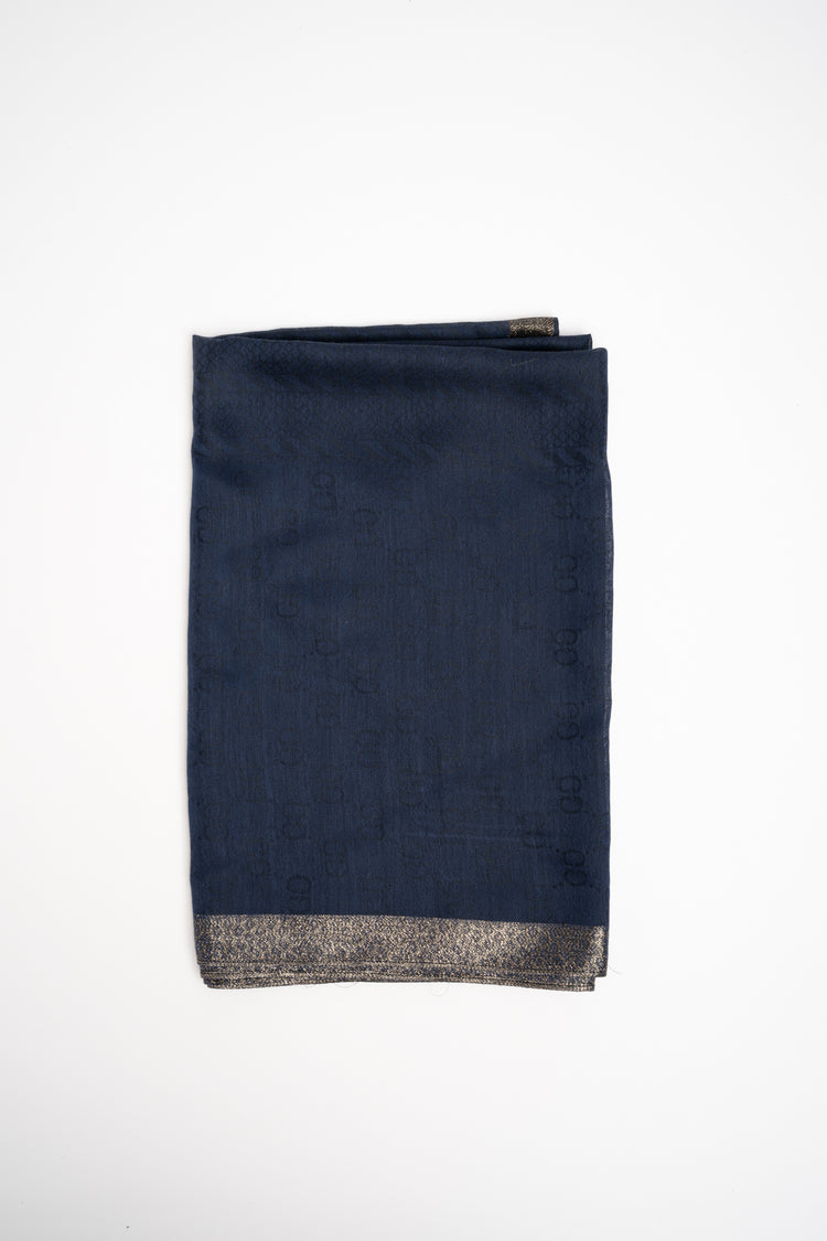Golden band & blue geometric motif stole