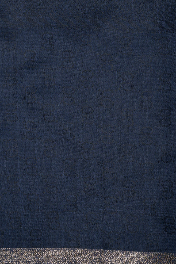 Golden band & blue geometric motif stole