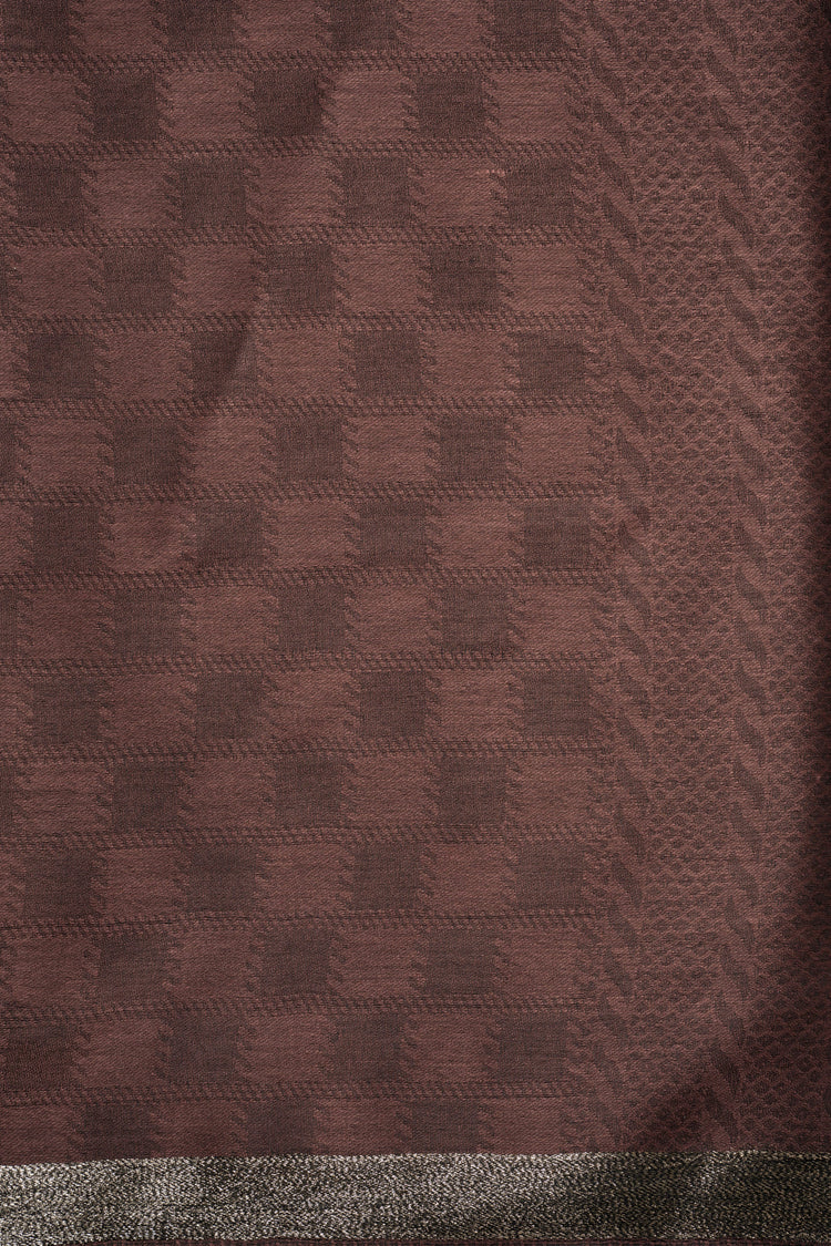 Golden band & dark brown check motif stole