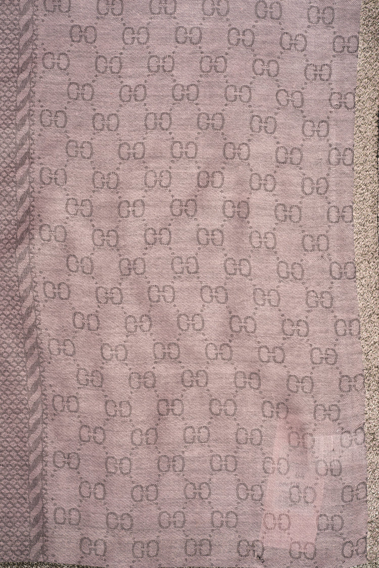 Golden band & pink geometric motif stole