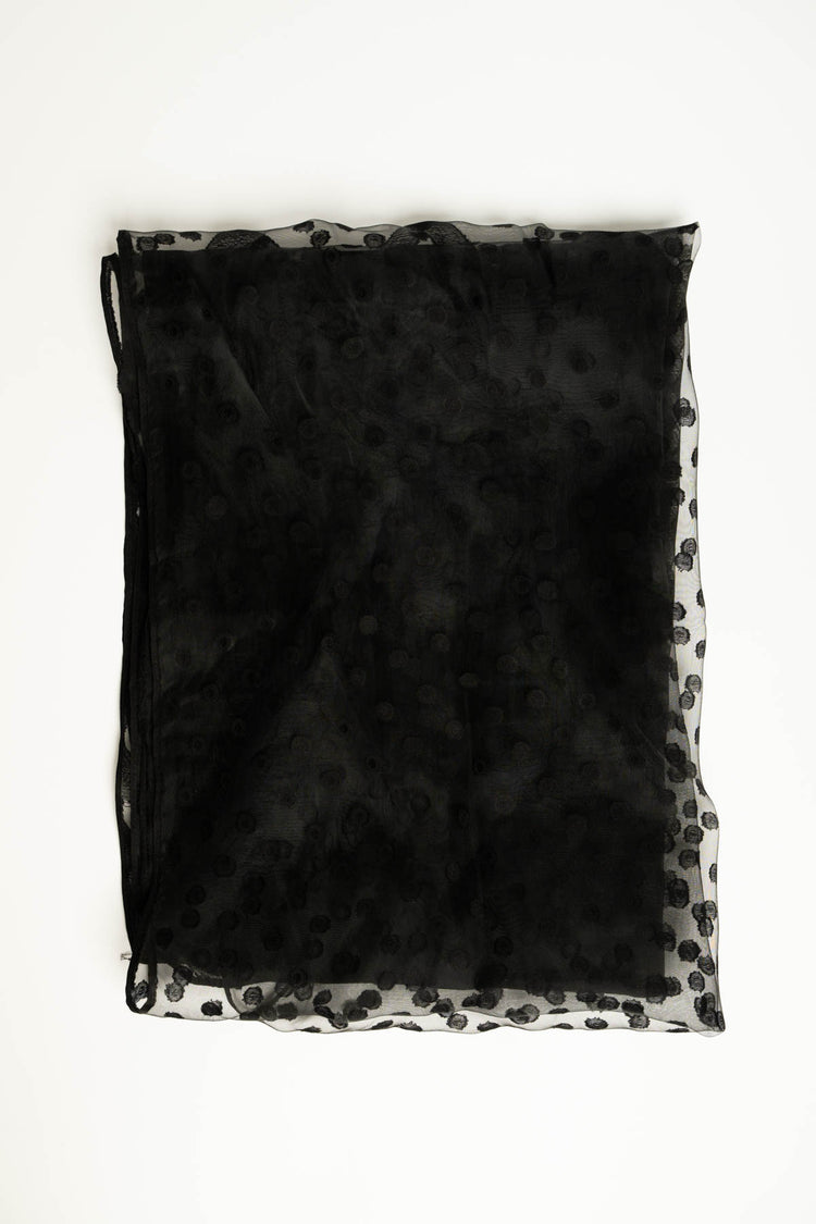 Black chevron and polka-dot dévoré stole