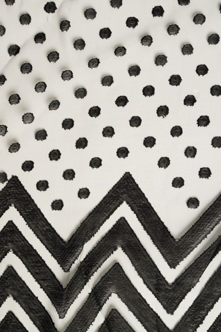 Black chevron and polka-dot dévoré stole