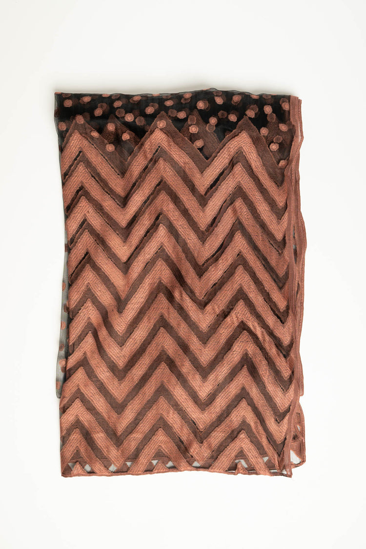 Antique rose chevron and polka-dot dévoré stole