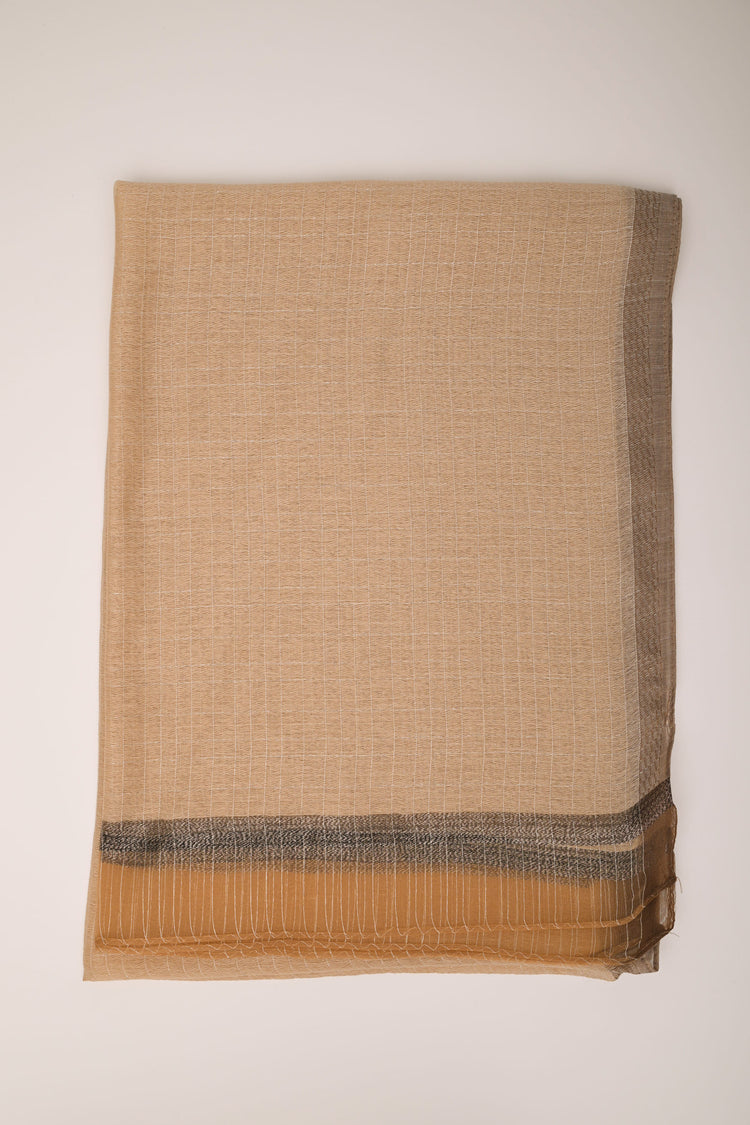 Contrast stripes & lurex thread beige stole