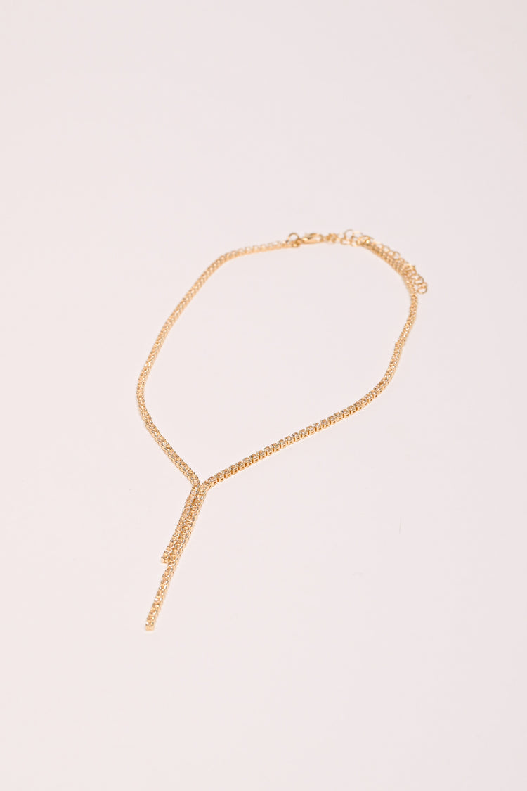 Rhinestone long necklace