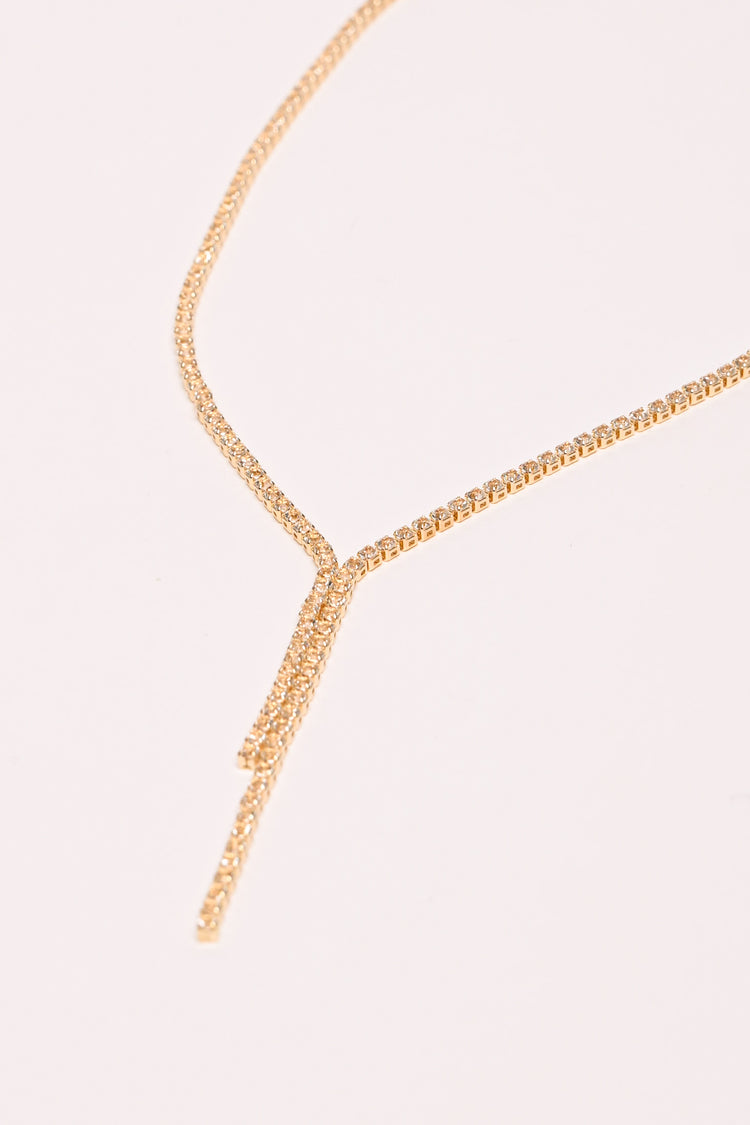 Rhinestone long necklace