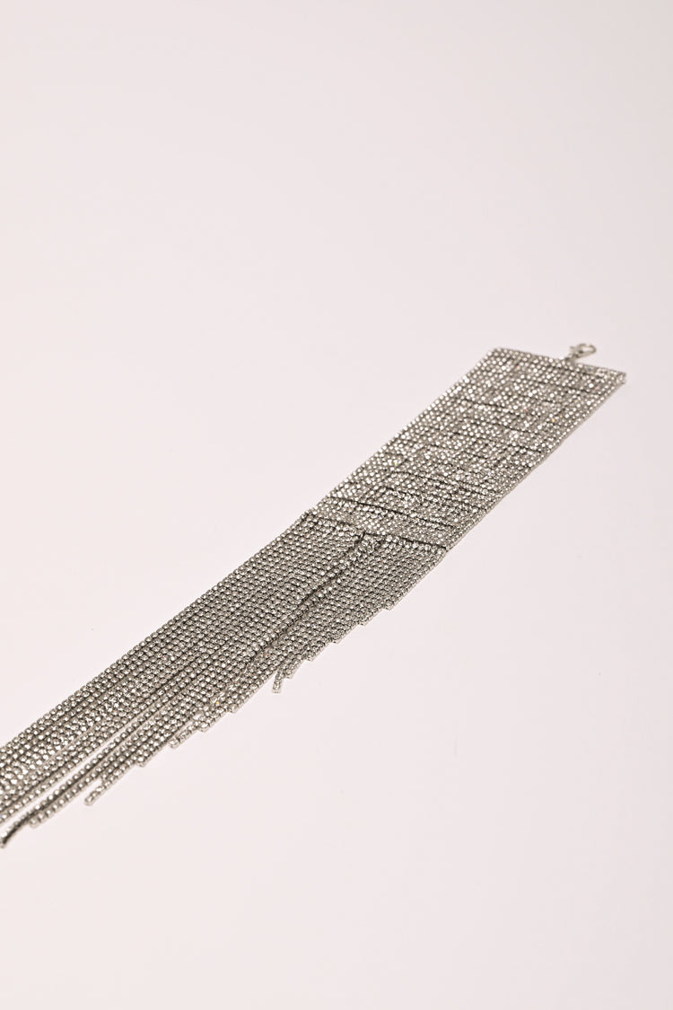 Rhinestone fringed pendant