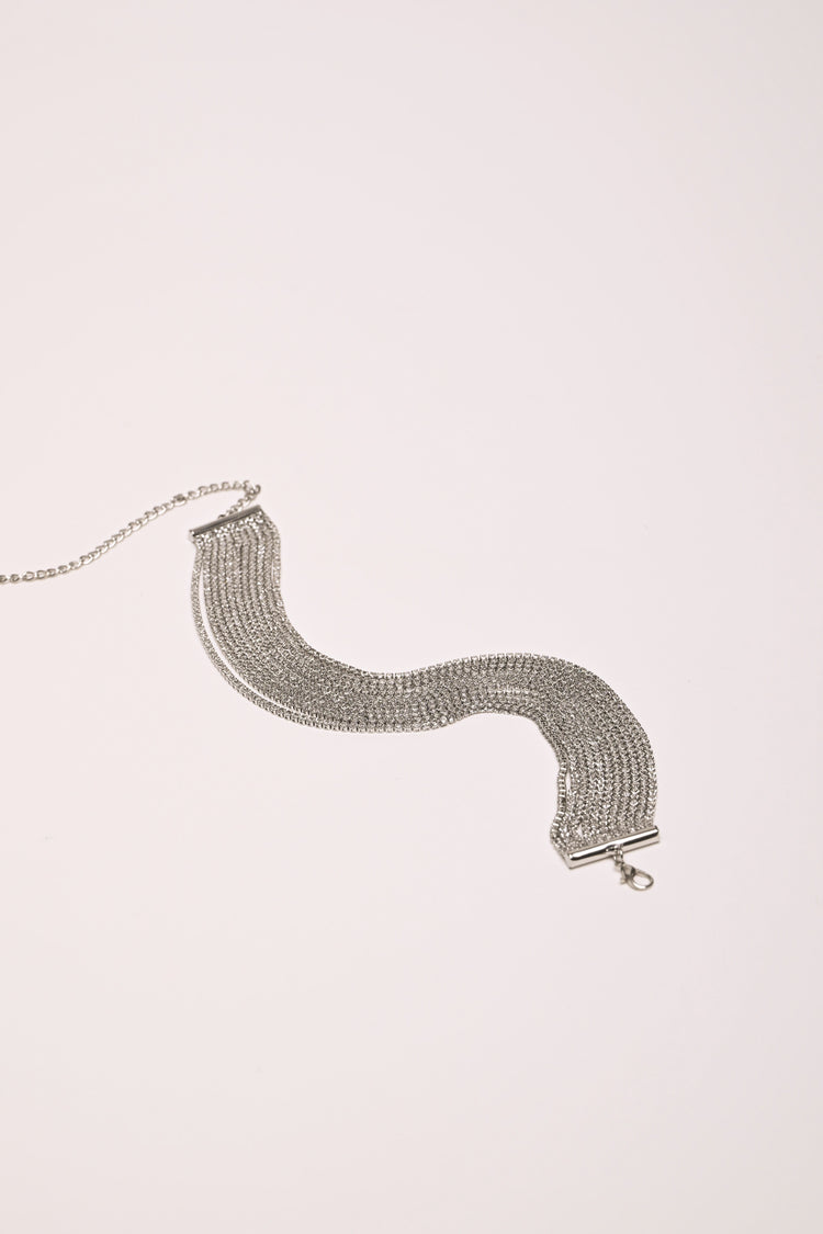 Rhinestone multi-strand choker