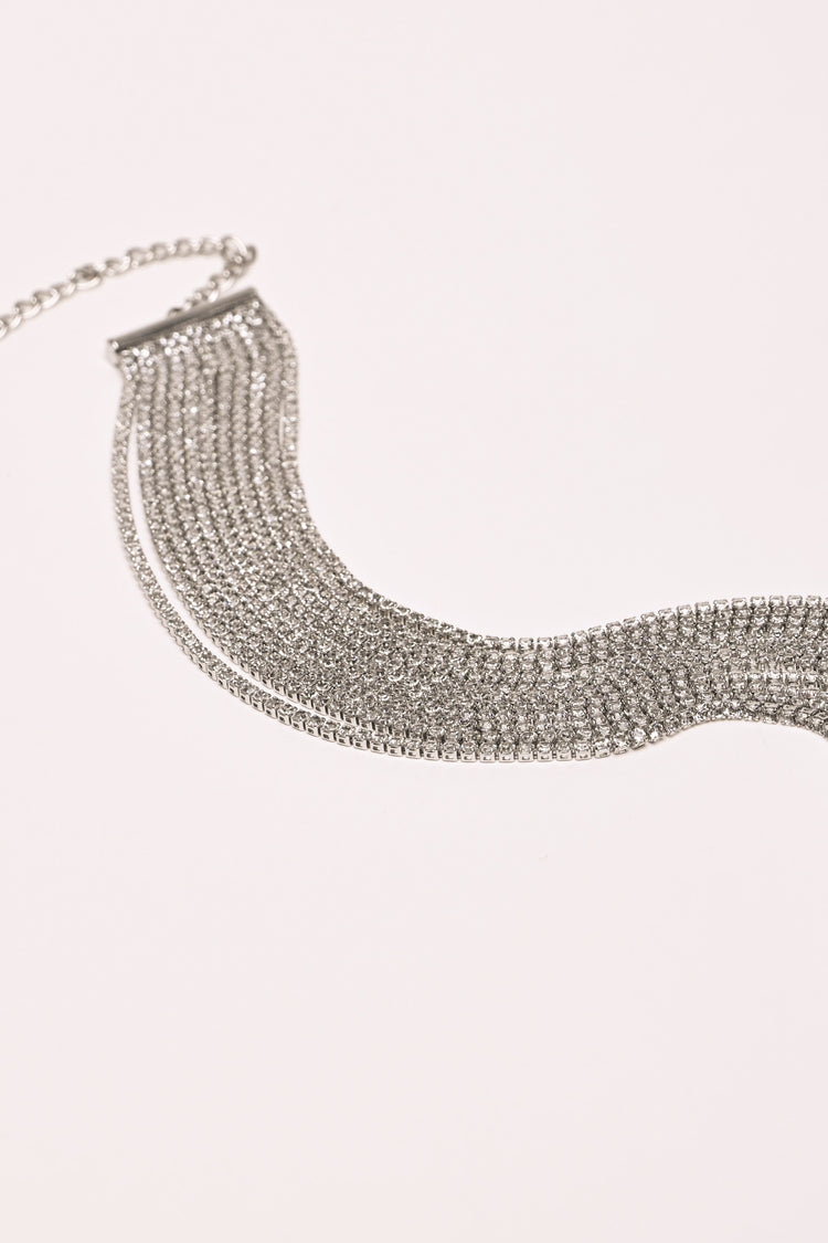 Rhinestone multi-strand choker
