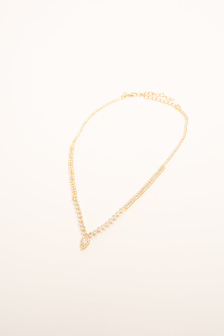 Rhinestone-embellished gold-tone metal necklace