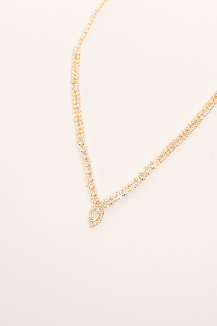 Rhinestone-embellished gold-tone metal necklace