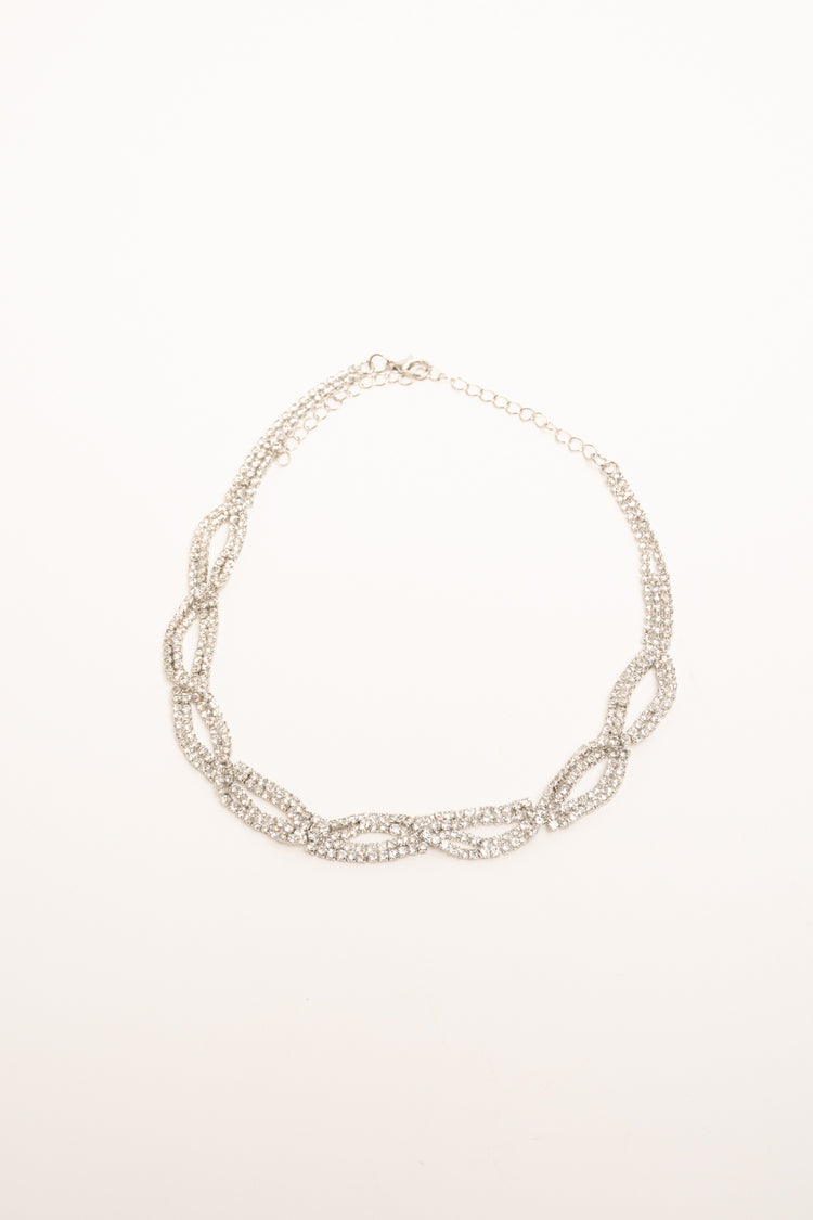 Rhinestone-embellished silver-tone metal necklace