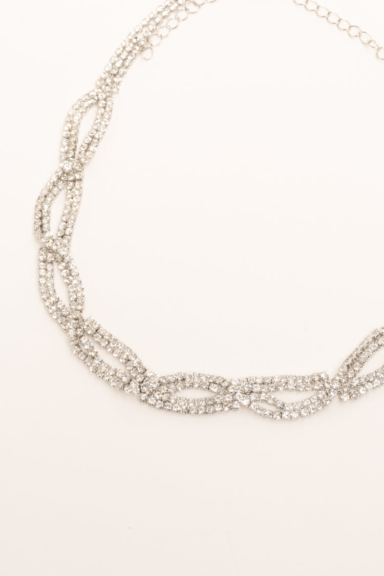 Rhinestone-embellished silver-tone metal necklace