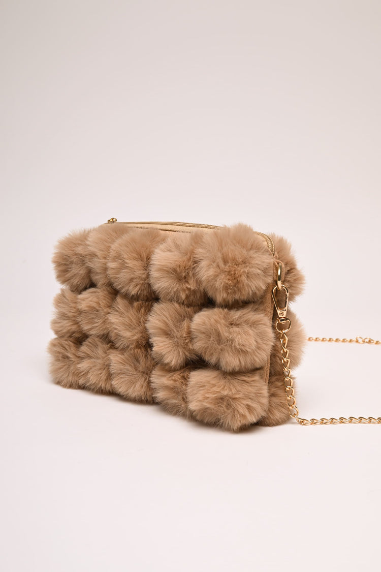 Faux fur pompon bag