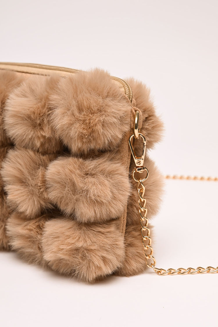 Faux fur pompon bag
