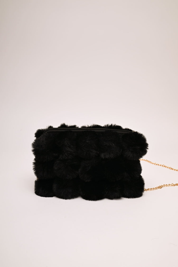 Faux fur pompon bag