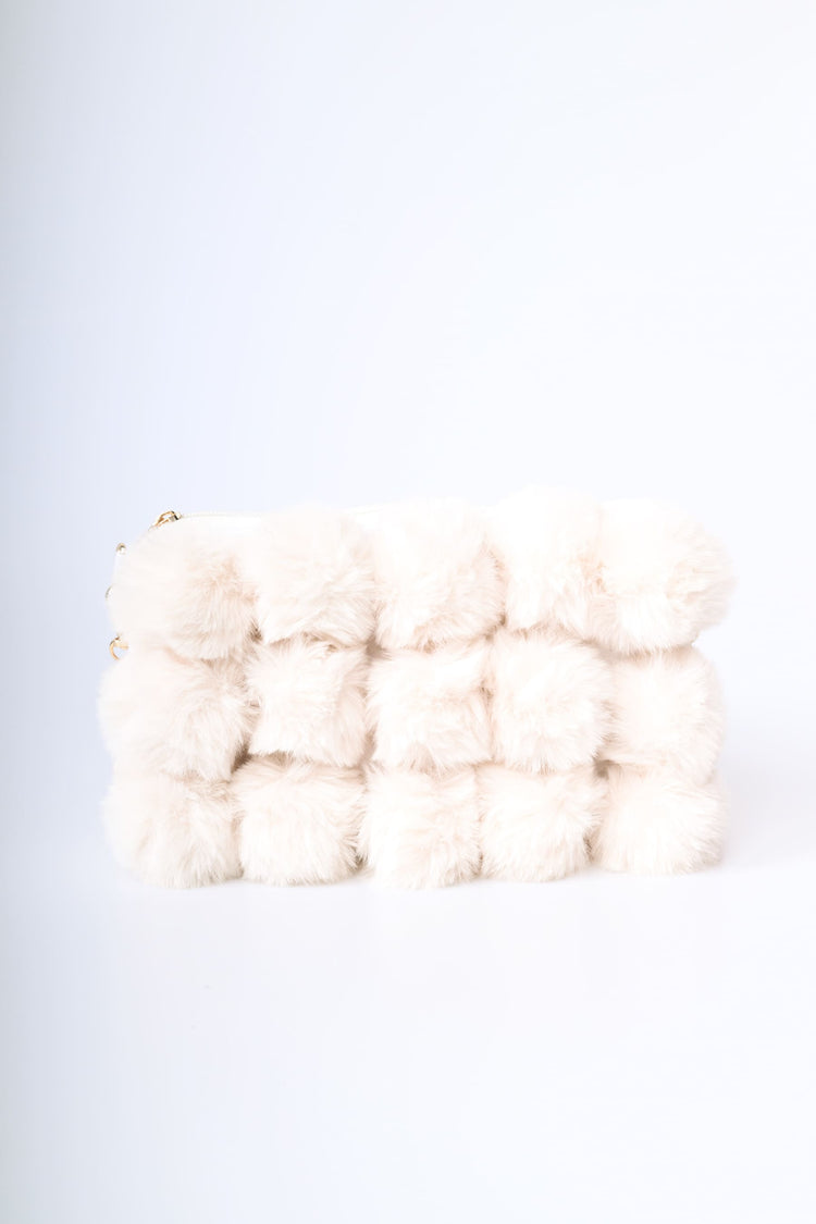 Faux fur pompon bag