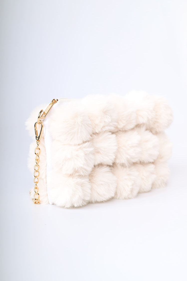 Faux fur pompon bag