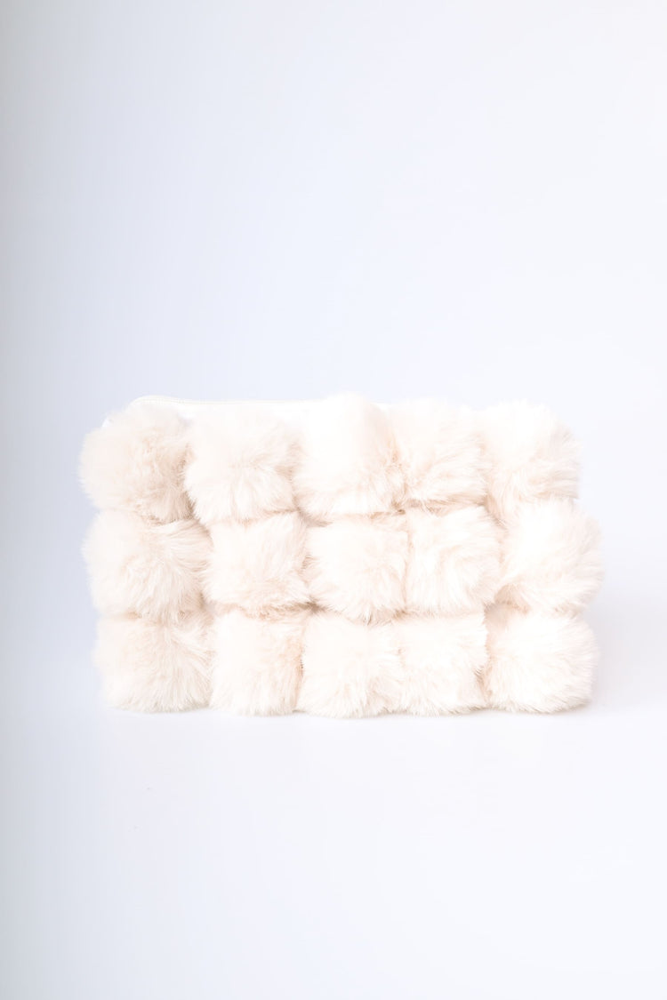 Faux fur pompon bag